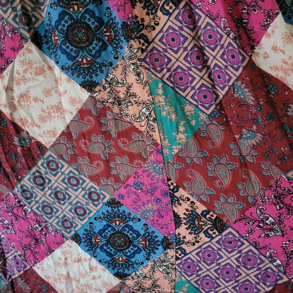 Haley Solar | NWOT Pretty Colorful Boho Chic Patchwork Midi Dress - Picture 13 of 14